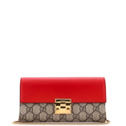 Padlock Continental Chain Wallet GG Coated Canvas and Leather Long