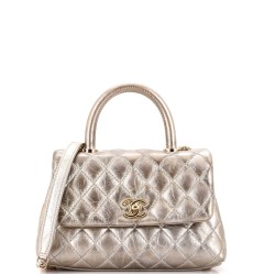 Coco Top Handle Bag Quilted Aged Calfskin Mini