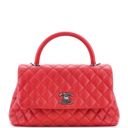 Coco Top Handle Bag Quilted Caviar Small