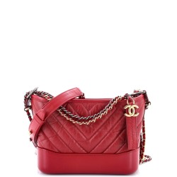 Gabrielle Hobo Chevron Aged Calfskin Small