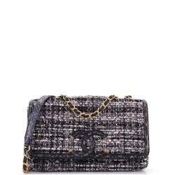 Filigree Flap Bag Quilted Tweed with Snakeskin Medium