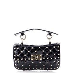 Rockstud Spike Flap Bag Quilted Patent Small
