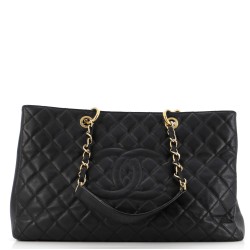 Grand Shopping Tote Quilted Caviar XL