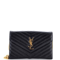 Classic Monogram Wallet on Chain Matelasse Chevron Leather Medium