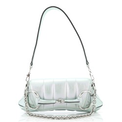 Horsebit Chain Shoulder Bag Vertical Quilted Leather Small