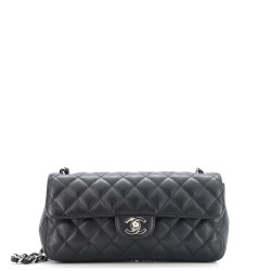 Classic Single Flap Bag Quilted Caviar East West