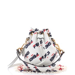 Mania Logo Mon Tresor Bucket Bag Printed Leather with Beaded Fringe Mini