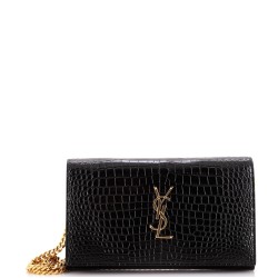 Classic Monogram Crossbody Bag Crocodile Embossed Leather Medium