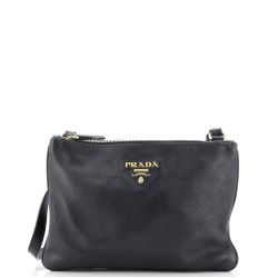 Double Zip Crossbody Bag Vitello Daino Small