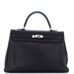 Kelly Handbag Noir Togo with Palladium Hardware 35