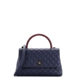 Coco Top Handle Bag Quilted Caviar with Lizard Small