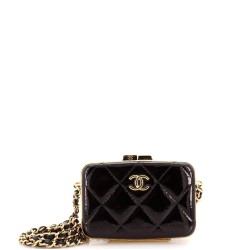 Framed Box Clutch with Chain Quilted Patent Mini
