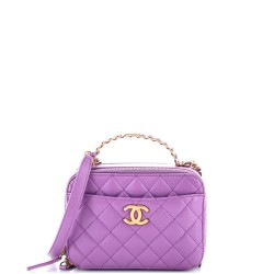 Pick Me Up Logo Handle Vanity Case Quilted Lambskin Small