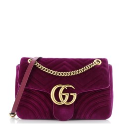 GG Marmont Flap Bag Matelasse Velvet Medium