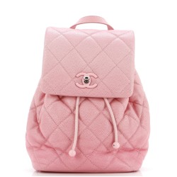 CC Flap Drawstring Backpack Quilted Ombre Caviar Mini