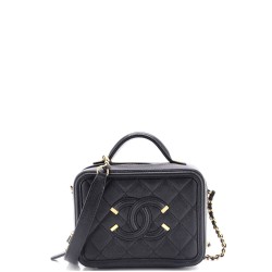 Filigree Vanity Case Quilted Caviar Small
