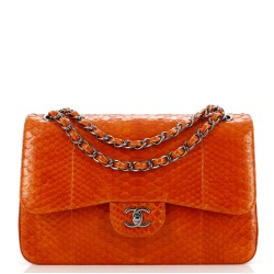 Classic Double Flap Bag Python Jumbo