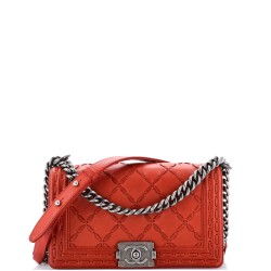 Paris-Dallas Boy Flap Bag Whipstitch Caviar Old Medium