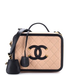 Filigree Vanity Case Quilted Caviar Medium