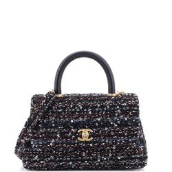 Coco Top Handle Bag Quilted Tweed and Sequins Mini