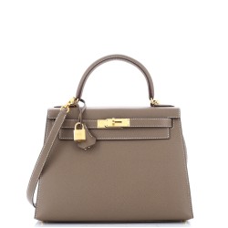 Kelly Handbag Grey Epsom with Gold Hardware 28