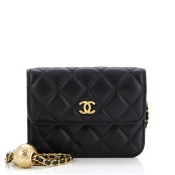 Pearl Crush Flap Clutch with Chain Quilted Lambskin Mini