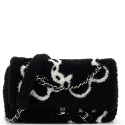 Classic Single Flap Bag Pearl Embellished Shearling Jumbo