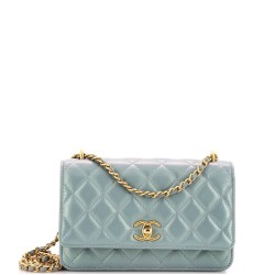 Quilted CC Wallet on Chain Quilted Metallic Lambskin