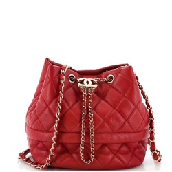 Rolled Up Drawstring Bucket Bag Quilted Caviar Small