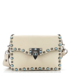 Rolling Rockstud Crossbody Bag Leather with Cabochons Small
