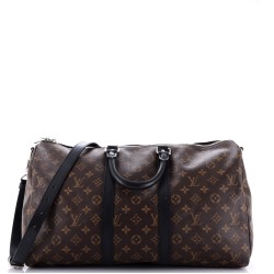 Keepall Bandouliere Bag Macassar Monogram Canvas 45