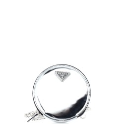 Round Pouch Bag with Chain Brushed Leather Mini