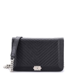 Boy Wallet on Chain Chevron Caviar