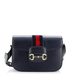 Horsebit 1955 Shoulder Bag Leather with Web Velvet Detail Small