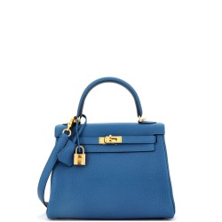Kelly Handbag Bleu France Togo with Gold Hardware 25