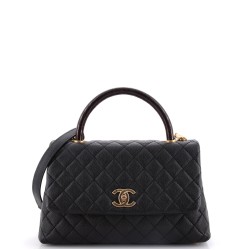 Coco Top Handle Bag Quilted Caviar Small