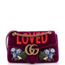 GG Marmont Flap Bag Embroidered Matelasse Velvet Medium