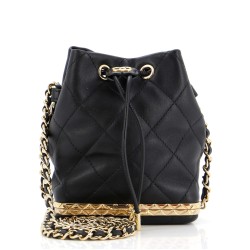Lock Frame Bucket Bag with Chain Quilted Lambskin Small