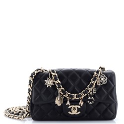 Coco Charms Classic Single Flap Bag Quilted Lambskin Mini