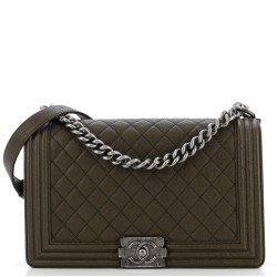 So Black Boy Flap Bag Quilted Caviar New Medium