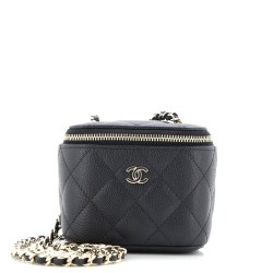 Classic Vanity Case with Chain Quilted Caviar Mini