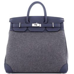 HAC Birkin Bag Todoo Wool and Blue Togo with Palladium Hardware 40