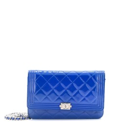 Boy Wallet on Chain Quilted Patent