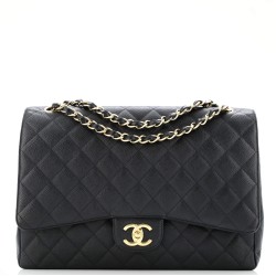 Classic Double Flap Bag Quilted Caviar Maxi