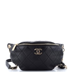 Resin Elegant Chain Belt Bag Quilted Lambskin