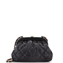 Kiss Lock Frame Shoulder Bag Quilt Lambskin Small