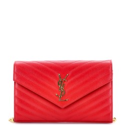 Classic Monogram Wallet on Chain Matelasse Chevron Leather Medium