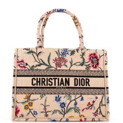 Book Tote Embroidered Raffia Medium