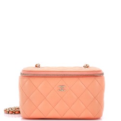 Classic Vanity Case with Chain Quilted Caviar Small