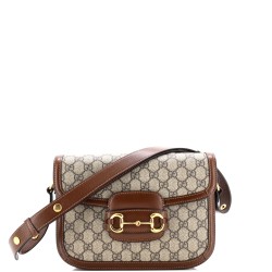 Horsebit 1955 Shoulder Bag GG Coated Canvas with Leather Small